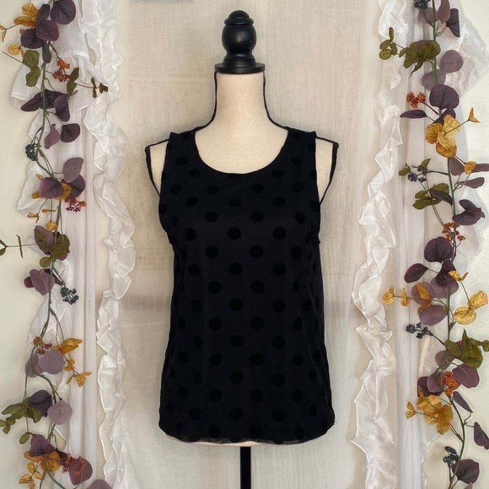 J. Crew Mercantile Black Polka Dot Sleeveless Blouse‎ Top Size Medium